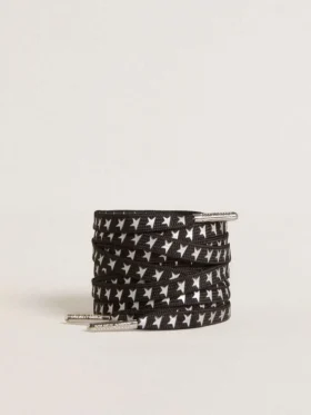 Black cotton laces with contrasting silver stars