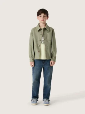 Boys’ denim jeans with a raw edge and embroidery