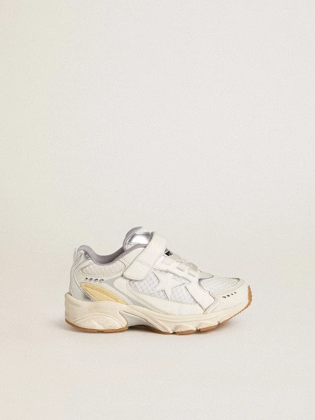 Junior Lightstar in white leather and mesh with white leather star