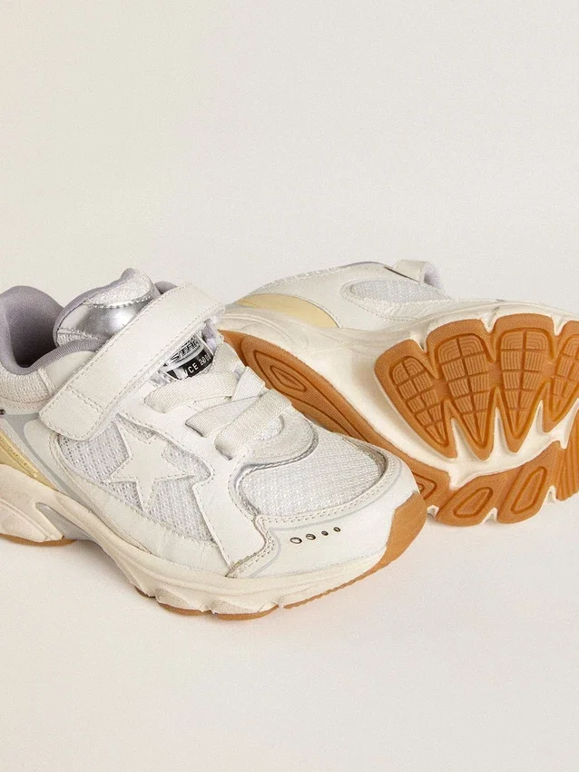 Junior Lightstar in white leather and mesh with white leather star