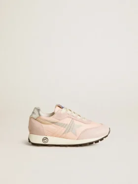 Marathon Young in pink nylon with printed star and leather heel tab