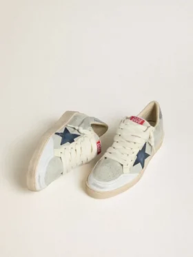 Men’s Ball Star in gray suede with blue nubuck star and laminated leather heel tab