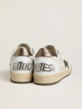 Men's Ball Star in white nappa leather with bronze-colored laminated leather star and heel tab