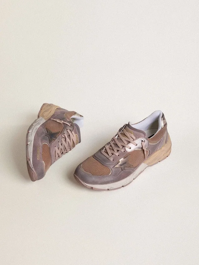 Men's Dad-Star in lilac suede and mesh with laminated leather star and heel tab