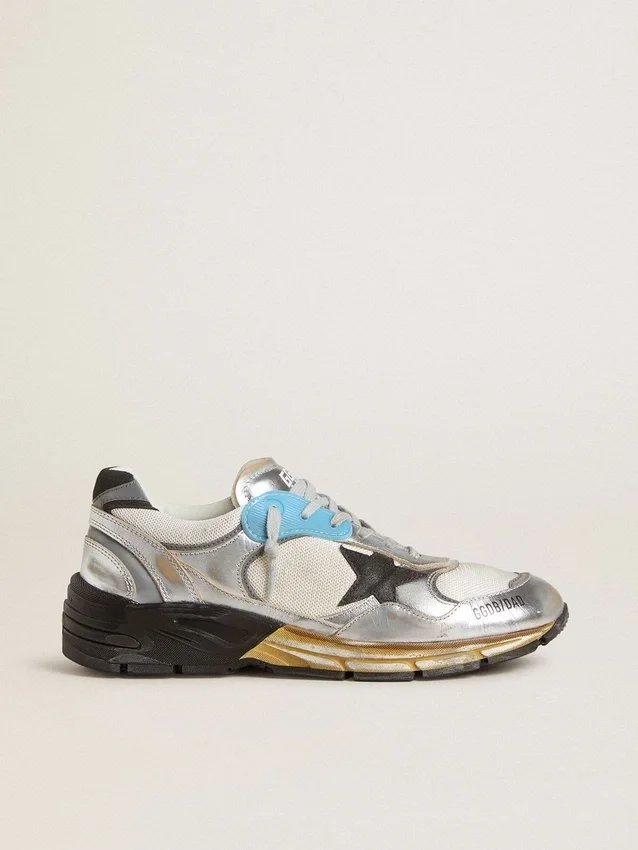Men's Dad-Star in mesh and silver foiled leather with black leather star