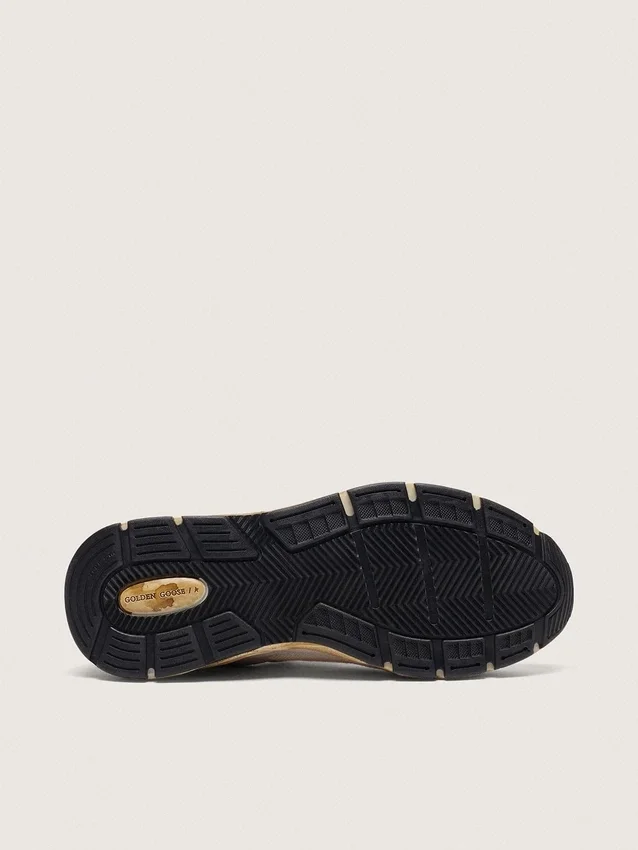 Men's Dad-Star in mesh and white suede with gold foiled leather star
