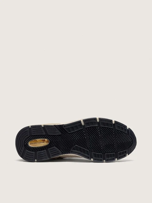 Men's Dad-Star in suede and mesh with white leather star and beige leather heel tab