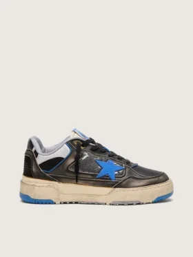 Men's Forty2 in black foam rubber and leather with TPU star and black leather heel tab