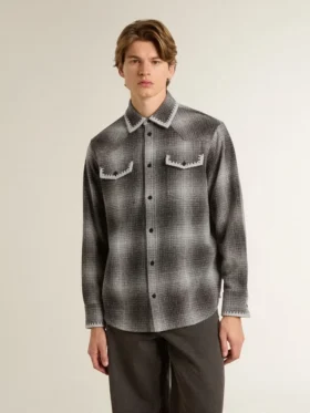 Men’s gray shirt with white embroidery