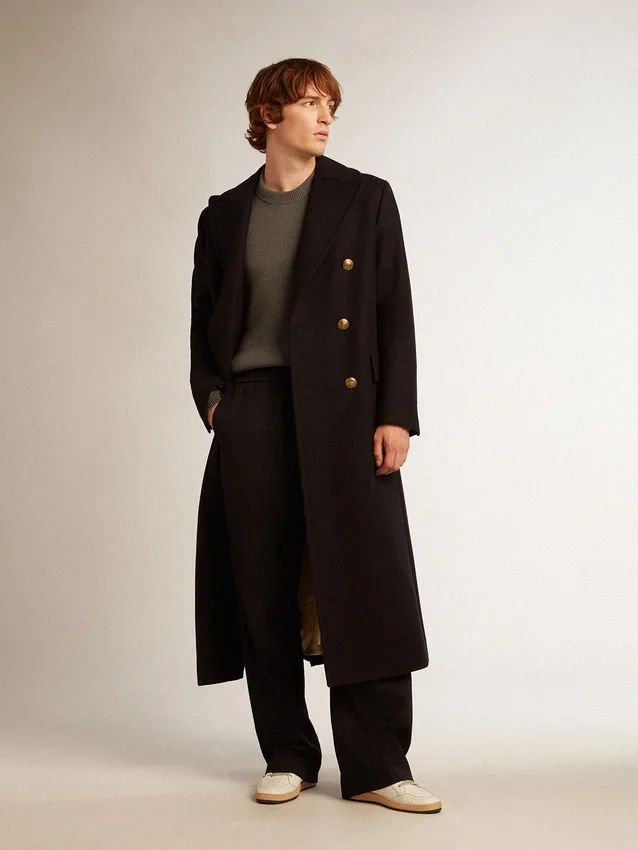 Men’s joggers in dark blue wool