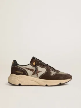 Men's Running Sole in nylon and suede with printed star and leather heel tab