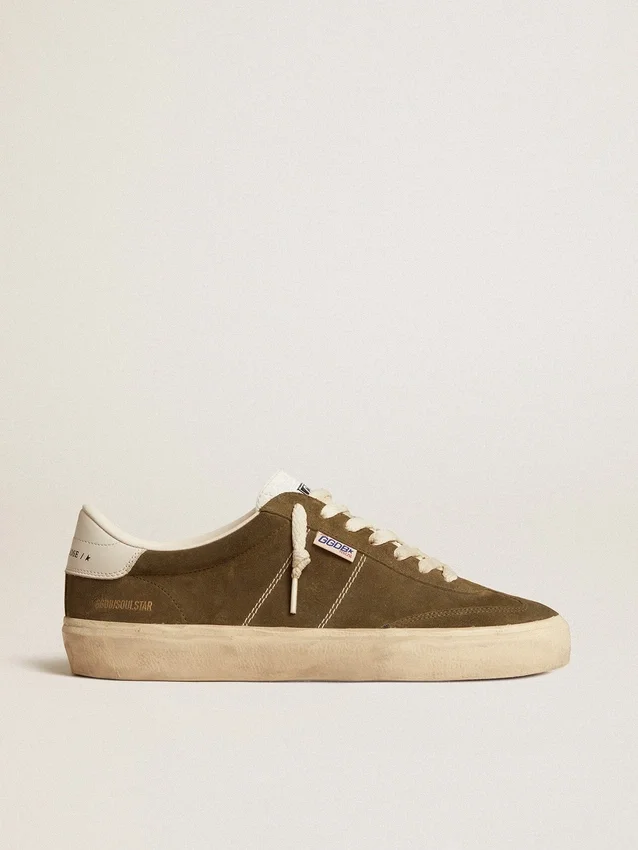 Men's Soul Star in green suede with white leather heel tab and tongue