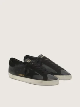 Men’s Super-Star in black nappa with black suede star and heel tab