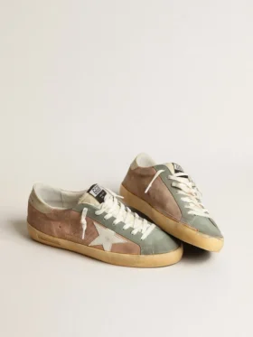 Men’s Super-Star in brown and green suede with white nappa leather star