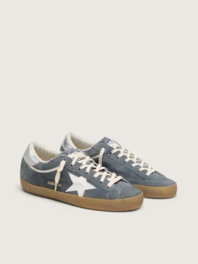 Men’s Super-Star in gray suede with white leather star and silver leather heel tab