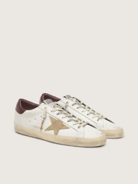 Men’s Super-Star with sand suede star and red croc-print leather heel tab