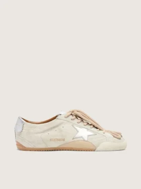 Men's True-Star in light gray suede with metallic silver star and heel tab
