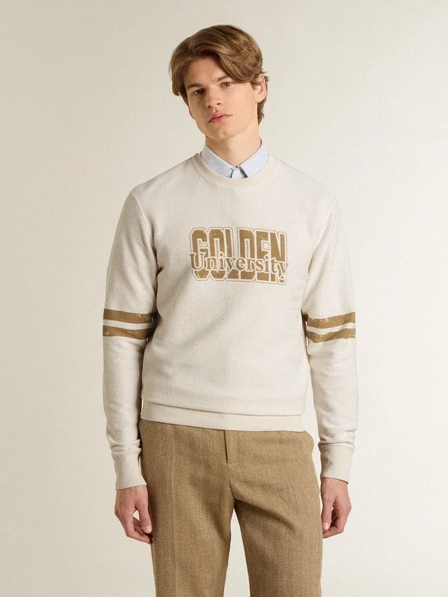 Men's white cotton sweatshirt with front print