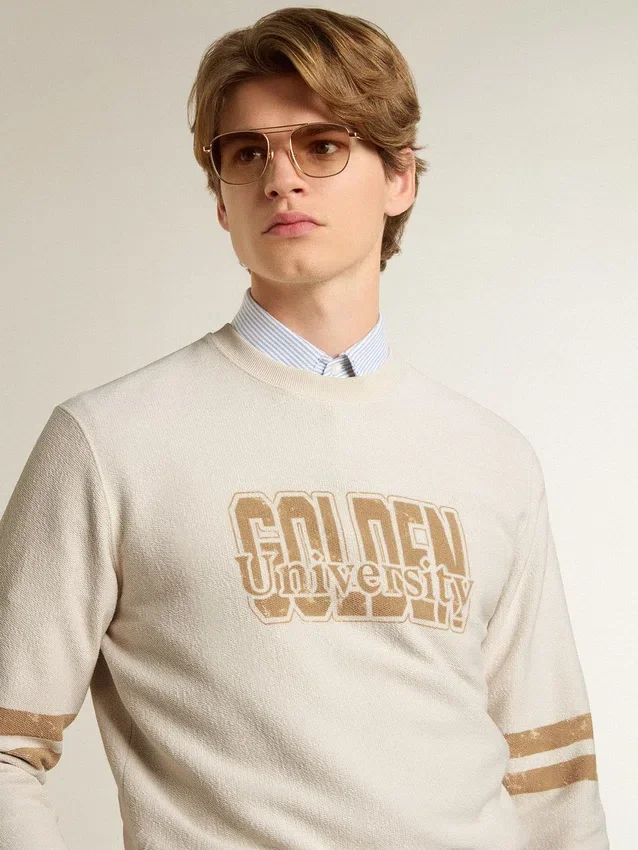 Men's white cotton sweatshirt with front print