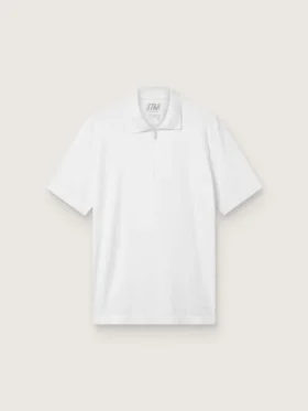 Men's white sports zipped polo shirt