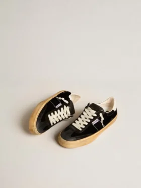 Soul Star in black velvet with white leather heel tab