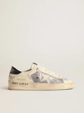 Stardan in white leather and mesh with white leather star