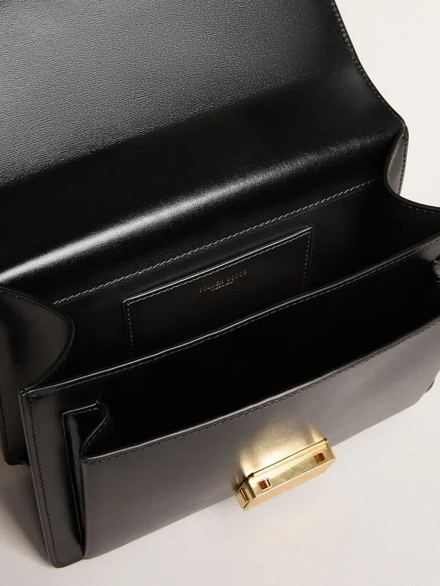Venezia Bag in black boarded leather with multicolored scarf