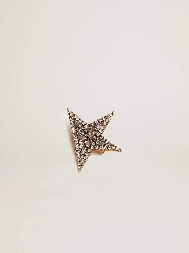 Women's antique gold-colored brooch with decorative crystals