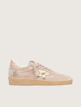 Women's Ball Star in powder-pink suede with metallic gold star