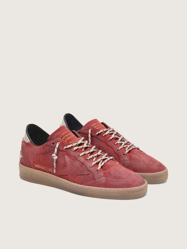 Women's Ball Star in rust-red suede with tone-on-tone star