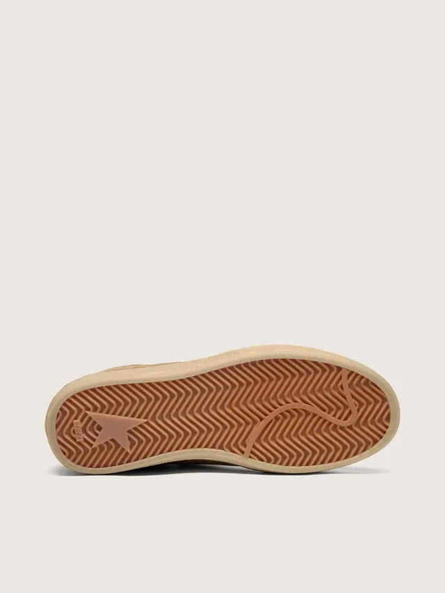 Women's Ball Star in tobacco suede with white leather star and cognac velvet inserts