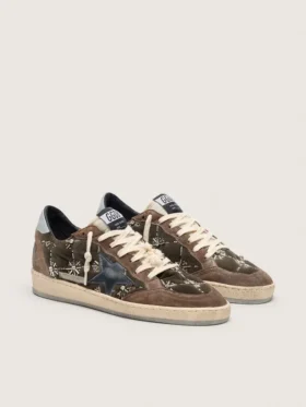 Women’s Ball Star LAB in brown matelassé velvet with rhinestones and black leather star
