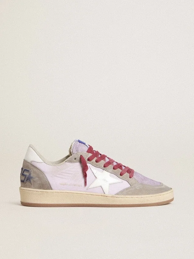 Women's Ball Star LTD in lilac nylon with white leather star and suede inserts
