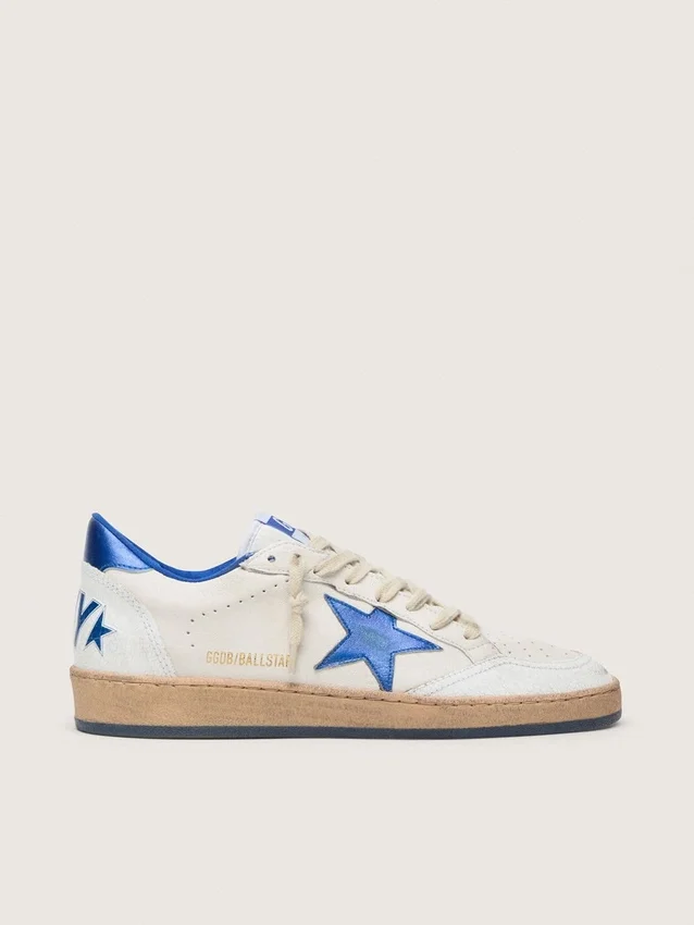 Men's Ball Star Wishes in white nappa leather with a bright blue star and heel tab