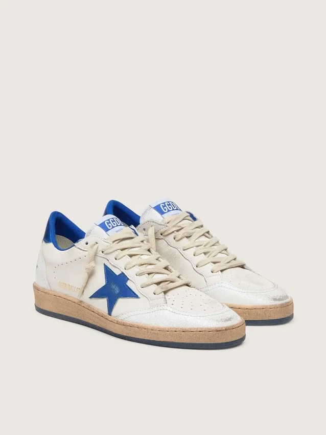 Men's Ball Star Wishes in white nappa leather with a bright blue star and heel tab
