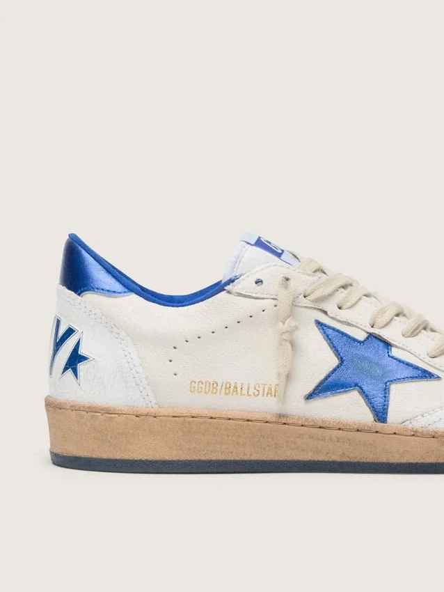 Men's Ball Star Wishes in white nappa leather with a bright blue star and heel tab