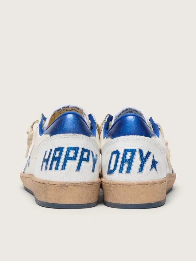 Men's Ball Star Wishes in white nappa leather with a bright blue star and heel tab