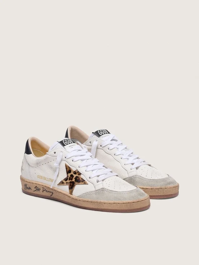 Women's Ball Star with leopard print pony skin star and black heel tab