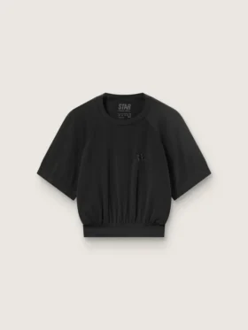 Women's black cropped sports T-shirt