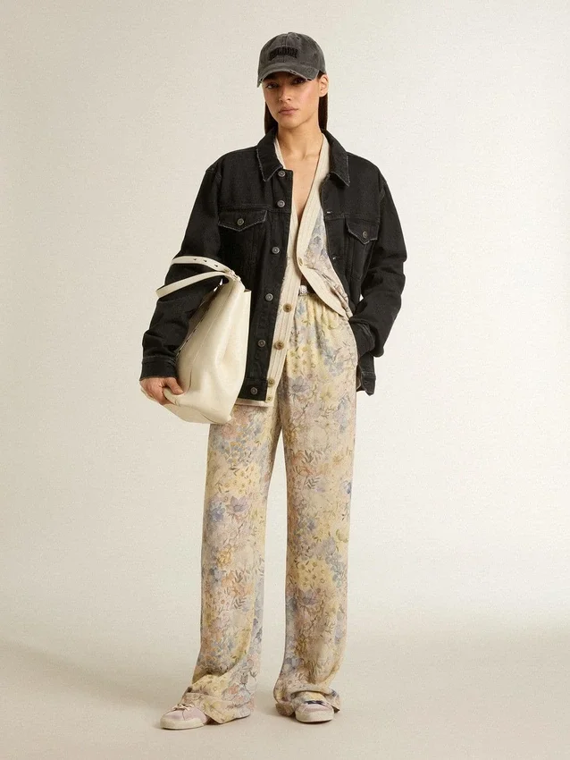 Women’s cardigan with floral print and embroidery