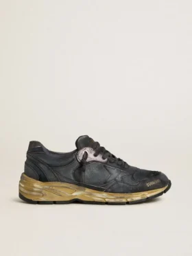 Women's Dad-Star in black naplak and crackle leather with black star and heel tab