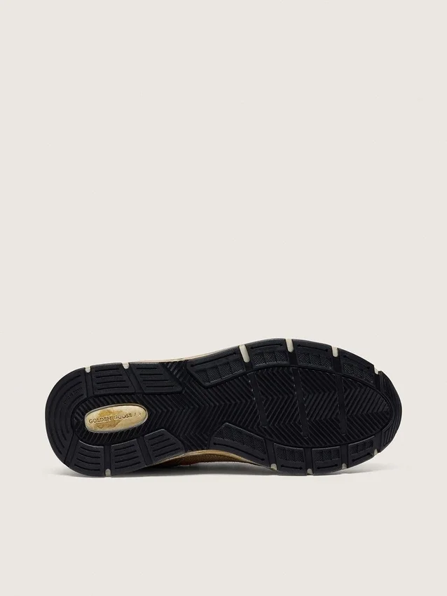 Men's Dad-Star in gold laminated leather and mesh with white leather star and gold leather heel tab
