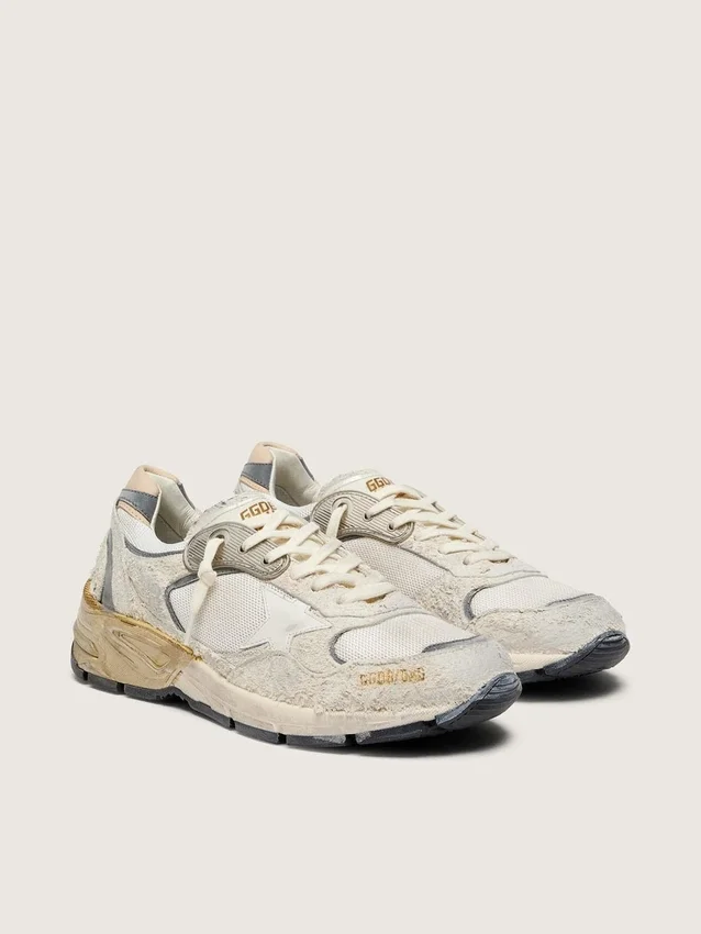 Women's Dad-Star in suede and mesh with white leather star and beige leather heel tab