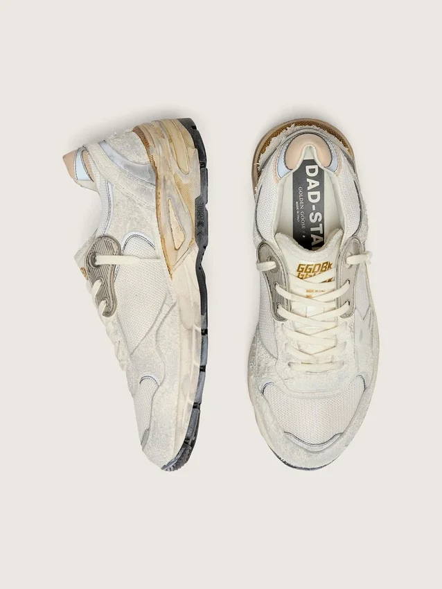 Women's Dad-Star in suede and mesh with white leather star and beige leather heel tab