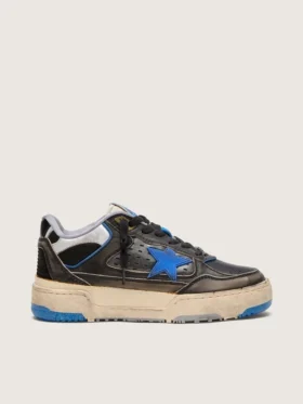 Women's Forty2 in black foam rubber and leather with TPU star and black leather heel tab