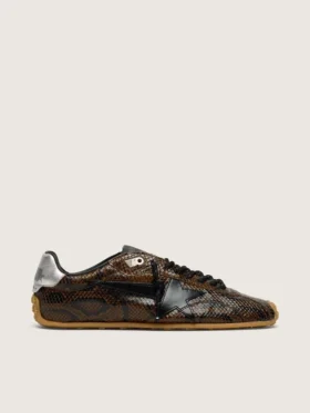 Women's Marathon Speed in leather with brown snake print, black star and silver leather heel tab