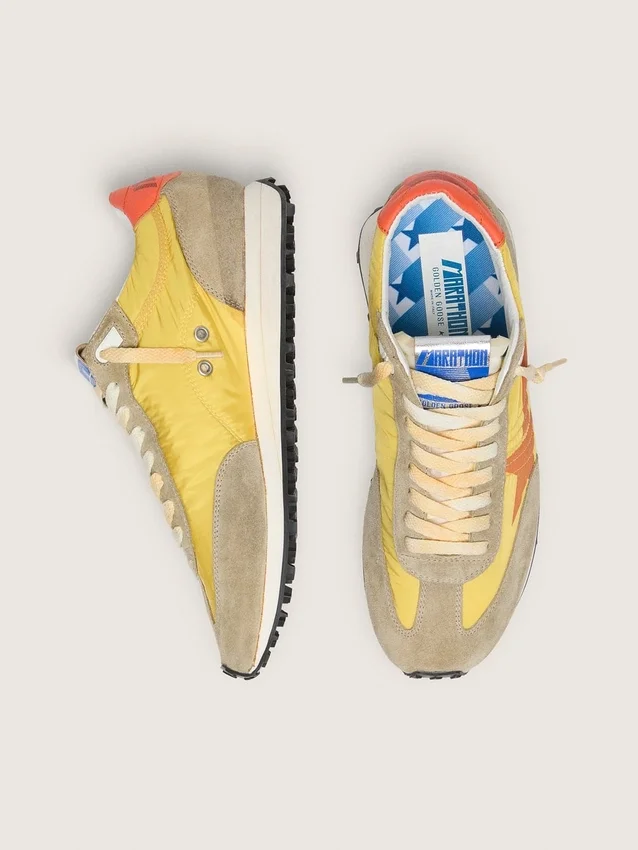 Men’s Marathon with yellow nylon upper and orange star