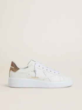 Women’s Purestar with white leather star and brown crystal heel tab