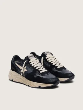 Women’s Running Sole in black nappa and suede