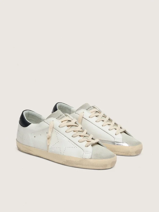 Women's Super-Star in white leather with perforated star